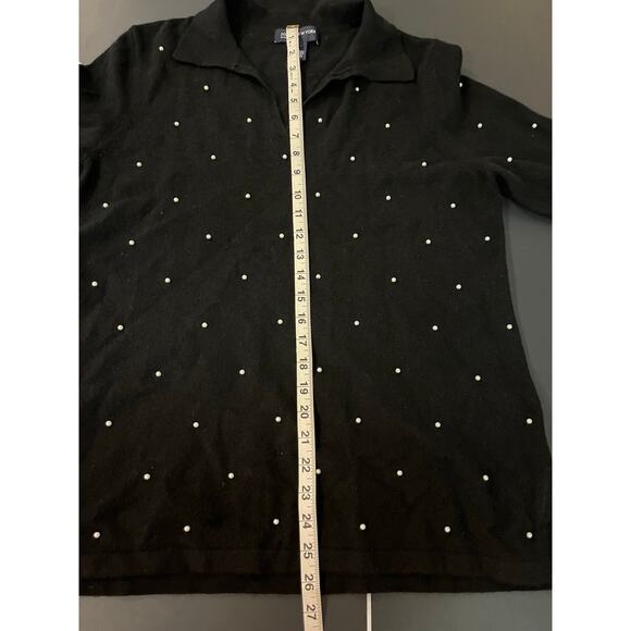 Jones New York Women's XL Black V-Neck Sweater Pearl Embellishments Wool Blend - Picture 5 of 6